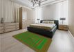 Patterned Dark Lime Green Rug in a Bedroom, pat1160grn