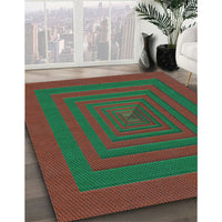 Patterned Sea Green Rug, pat1160lblu