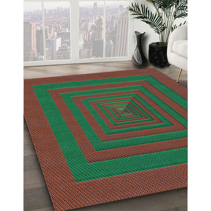 Patterned Sea Green Rug in Family Room, pat1160lblu