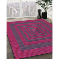 Patterned Raspberry Red Rug, pat1160pur