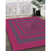 Patterned Raspberry Red Rug in Family Room, pat1160pur