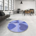 Round Patterned Jeans Blue Rug in a Office, pat1161blu