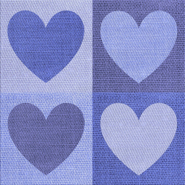 Round Patterned Jeans Blue Rug, pat1161blu