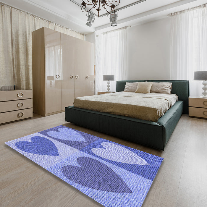 Patterned Jeans Blue Rug in a Bedroom, pat1161blu