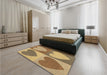 Patterned Yellow Orange Rug in a Bedroom, pat1161brn