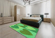 Round Machine Washable Transitional Neon Green Rug in a Office, wshpat1161grn