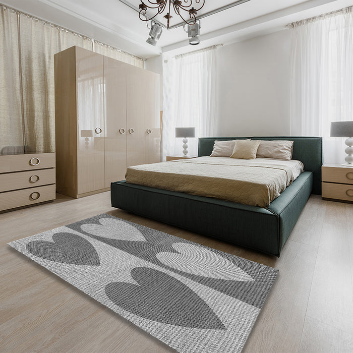 Patterned Cloud Gray Rug in a Bedroom, pat1161gry
