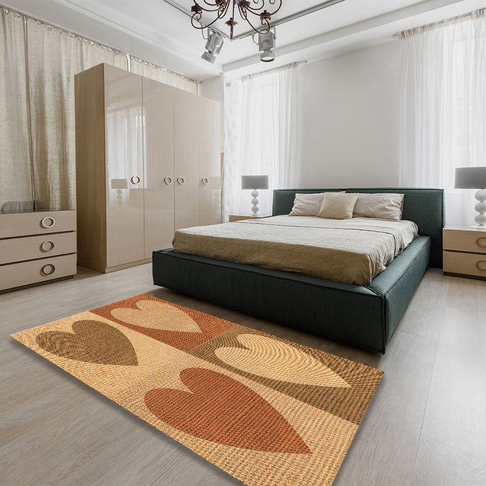 Round Machine Washable Transitional Orange Rug in a Office, wshpat1161org