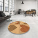 Round Patterned Orange Rug in a Office, pat1161org