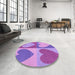 Round Patterned Bright Lilac Purple Rug in a Office, pat1161pur