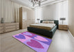 Patterned Bright Lilac Purple Rug in a Bedroom, pat1161pur