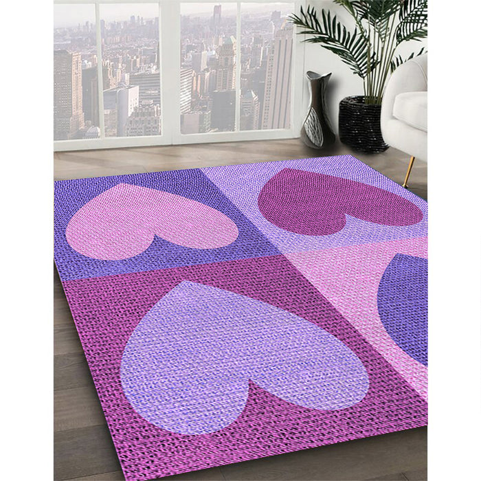 Machine Washable Transitional Bright Lilac Purple Rug in a Family Room, wshpat1161pur