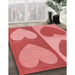 Patterned Ruby Red Rug in Family Room, pat1161rd