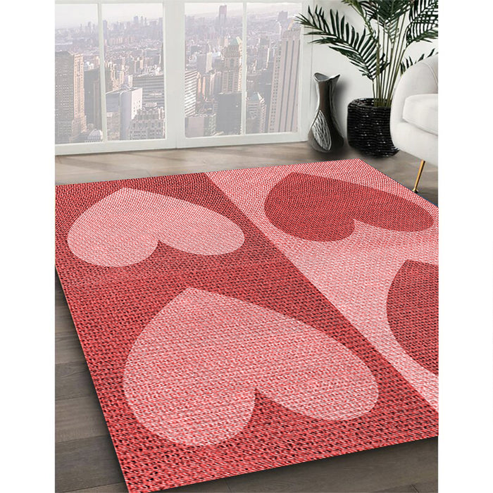 Machine Washable Transitional Ruby Red Rug in a Family Room, wshpat1161rd