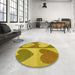 Round Patterned Dark Bisque Brown Rug in a Office, pat1161yw