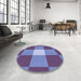 Round Patterned Sky Blue Rug in a Office, pat1162blu