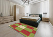 Patterned Green Rug in a Bedroom, pat1162brn