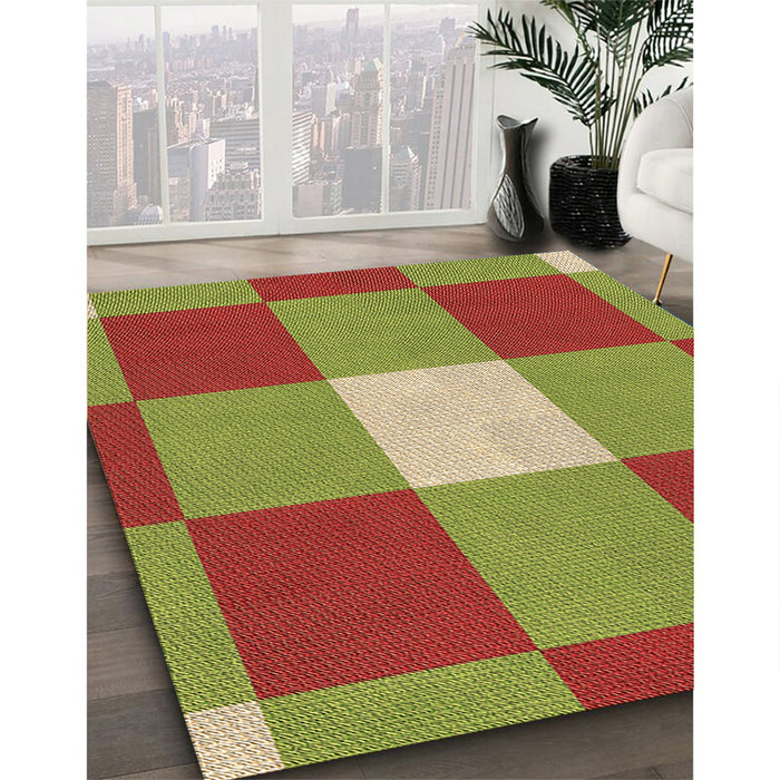 Machine Washable Transitional Green Rug in a Family Room, wshpat1162brn