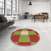 Round Patterned Green Rug in a Office, pat1162brn