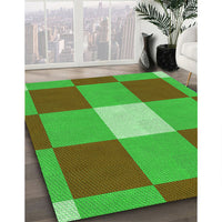 Patterned Olive Green Rug, pat1162grn