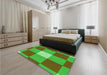 Patterned Olive Green Rug in a Bedroom, pat1162grn