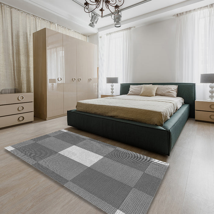 Patterned Carbon Gray Rug in a Bedroom, pat1162gry