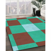 Patterned Sienna Brown Rug, pat1162lblu