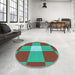 Round Patterned Sienna Brown Rug in a Office, pat1162lblu