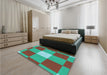 Patterned Sienna Brown Rug in a Bedroom, pat1162lblu