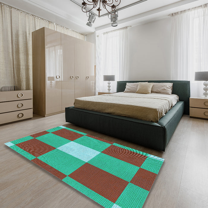 Patterned Sienna Brown Rug in a Bedroom, pat1162lblu