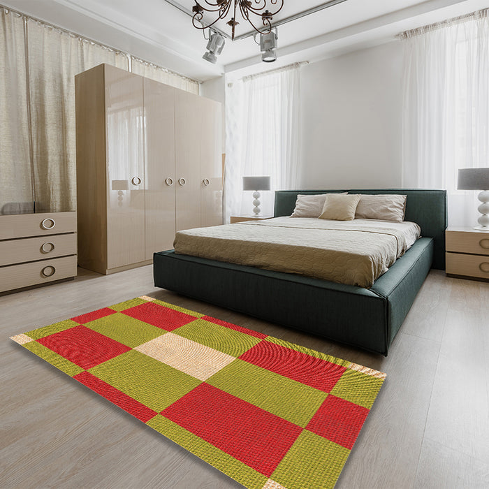 Patterned Red Rug in a Bedroom, pat1162org