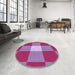 Round Patterned Pink Rug in a Office, pat1162pur