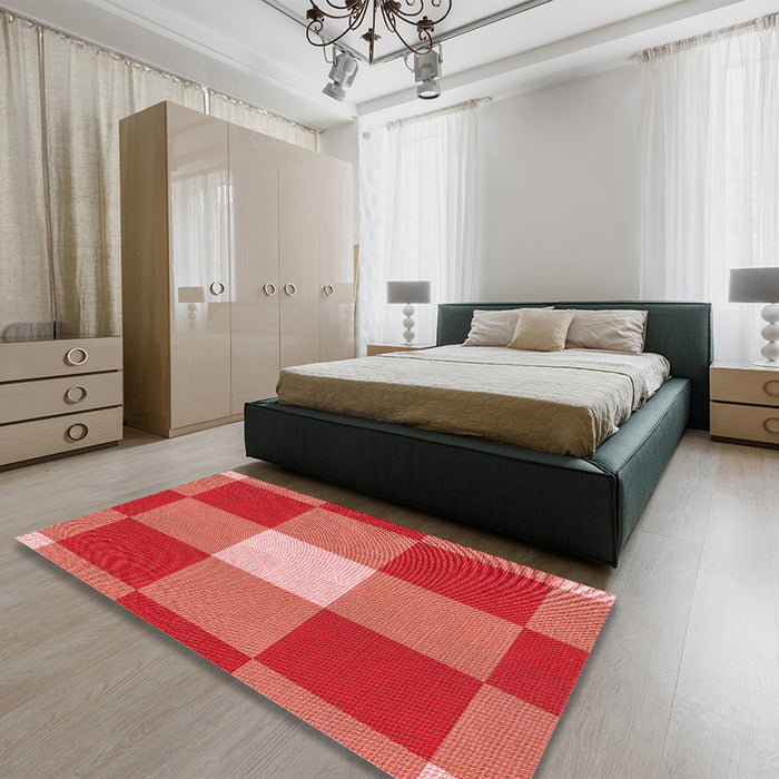 Patterned Red Rug in a Bedroom, pat1162rd