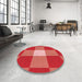 Round Patterned Red Rug in a Office, pat1162rd