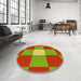 Round Patterned Red Rug in a Office, pat1162yw