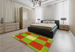 Patterned Red Rug in a Bedroom, pat1162yw