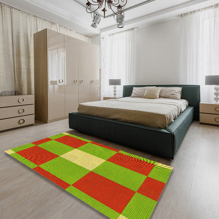 Patterned Red Rug in a Bedroom, pat1162yw