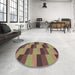 Round Patterned Sepia Brown Rug in a Office, pat1163brn