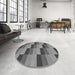 Round Patterned Dark Gray Rug in a Office, pat1163gry