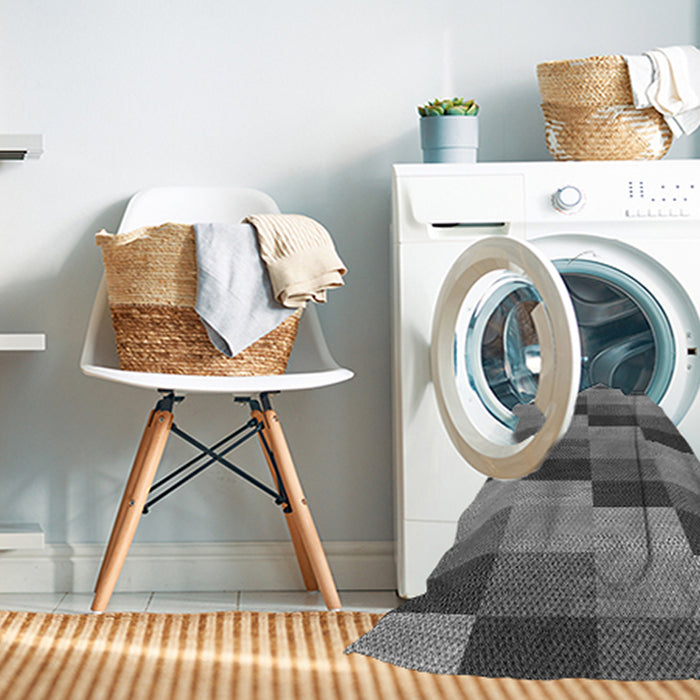 Machine Washable Transitional Dark Gray Rug in a Washing Machine, wshpat1163gry