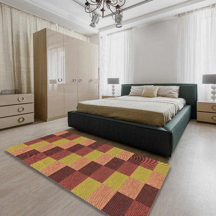Patterned Orange Rug in a Bedroom, pat1163org