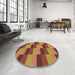 Round Patterned Orange Rug in a Office, pat1163org