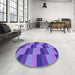 Round Patterned Amethyst Purple Rug in a Office, pat1163pur