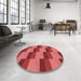 Round Patterned Red Rug in a Office, pat1163rd