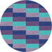 Sideview of Patterned Denim Blue Novelty Rug, pat1163