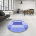 Round Patterned Jeans Blue Rug in a Office, pat1164blu