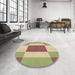 Round Patterned Chestnut Red Rug in a Office, pat1164brn