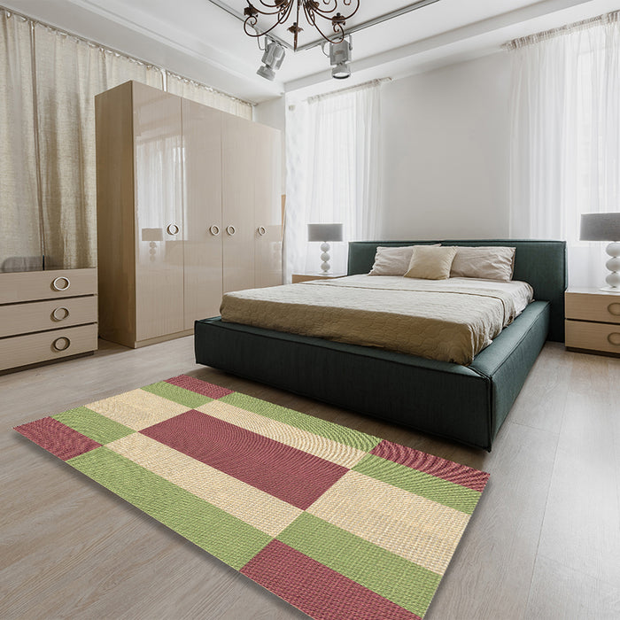 Patterned Chestnut Red Rug in a Bedroom, pat1164brn