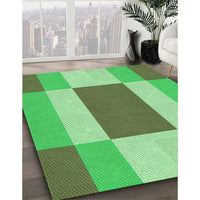 Patterned Dark Lime Green Rug, pat1164grn