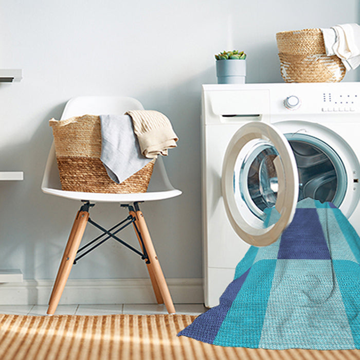 Machine Washable Transitional Blue Rug in a Washing Machine, wshpat1164lblu